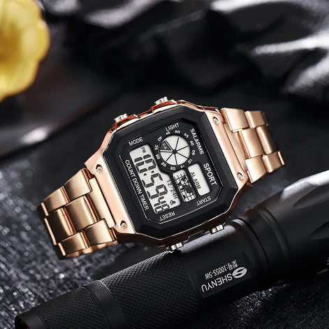 Varston Digitaluhr – Unisex-Modell mit Digitalanzeige und Edelstahlarmband