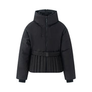 Damen Winterjacke mit Kapuze, Gürtel und wattierter Füllung – Virelta