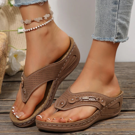 Solviana Damen Sandalen mit Keilsohle und Verstellbarem Riemendesign
