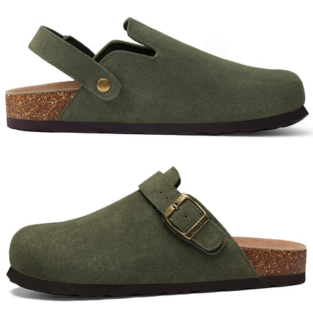 Velmora Unisex Clogs mit Korkfußbett und verstellbarem Riemen