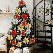Künstliche Weihnachtsblumen mit Glitzer im 5er-Set – Florenza
