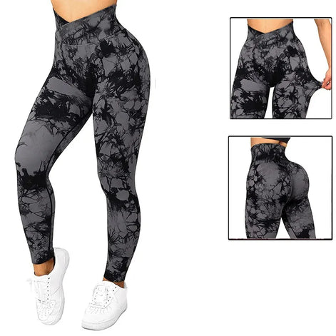 Norevia Damen Leggings mit elastischem Bund und Stretchmaterial