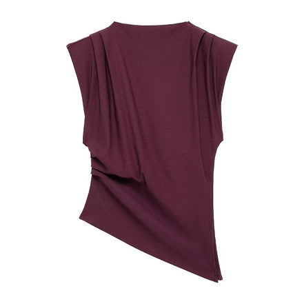 Elara Asymmetrisches Damen Top mit Drapierung