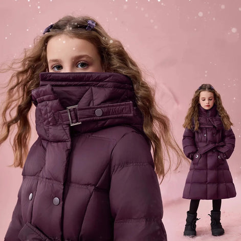Mädchen Wintermantel mit Kapuze und Reißverschluss Elvarosa