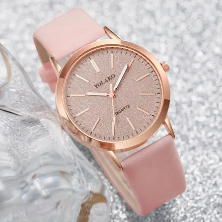 LunaDial Leather Watch – Quarz-Armbanduhr mit rundem Gehäuse
