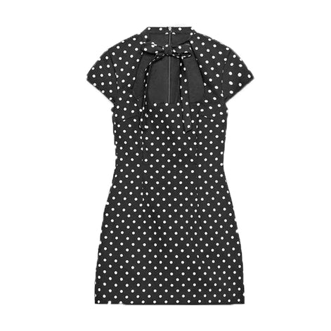 Lysanne Damen Minikleid mit Schleifendetail und Punktmuster