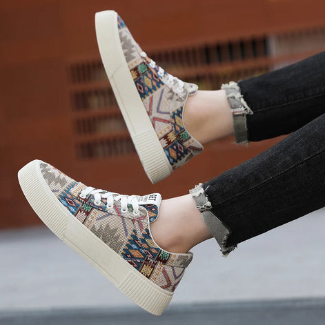 Aurevix Herren Canvas Sneaker mit Schnürung und rutschfester Gummisohle