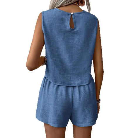 Aveline Damen Zweiteiler mit Ärmellosem Oberteil und Shorts