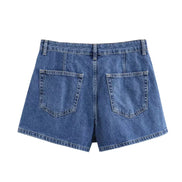 Lunessa Damen Cropped Jeansbluse mit Kurzarm