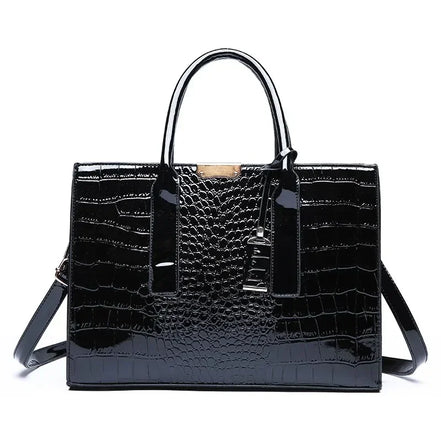 Damen Tote Bag aus PU mit Kroko-Prägung und Reißverschluss