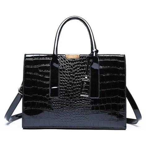 Damen Tote Bag aus PU mit Kroko-Prägung und Reißverschluss