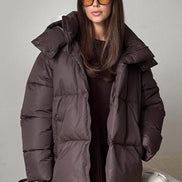 Damen Winterjacke mit abnehmbarer Kapuze und Stehkragen – Norvella