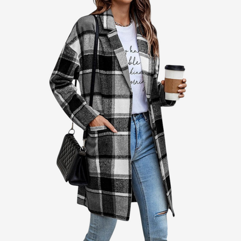 Damen Jacke mit Umlegekragen und Knopfleiste – Veloura