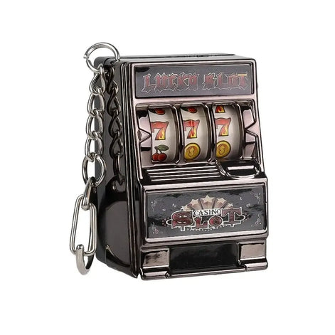 Mini-Spielautomaten-Schlüsselanhänger mit Drehmechanismus
