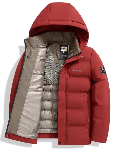 Herren Winterjacke mit abnehmbarer Kapuze und Reißverschluss Norvellan