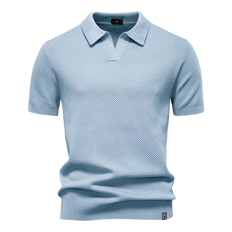 Calviro Polo Herren kurzarm Polyester Viskose Kragen mit Knopfleiste einfarbig