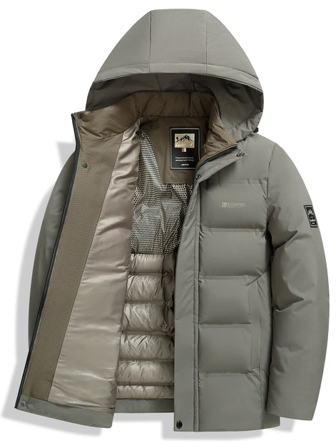 Herren Winterjacke mit abnehmbarer Kapuze und Reißverschluss Norvellan