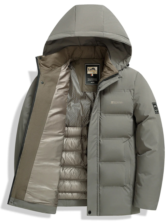 Herren Winterjacke mit abnehmbarer Kapuze und Reißverschluss Norvellan