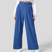 Velmoria Damen Karohose mit weitem Bein und hoher Taille