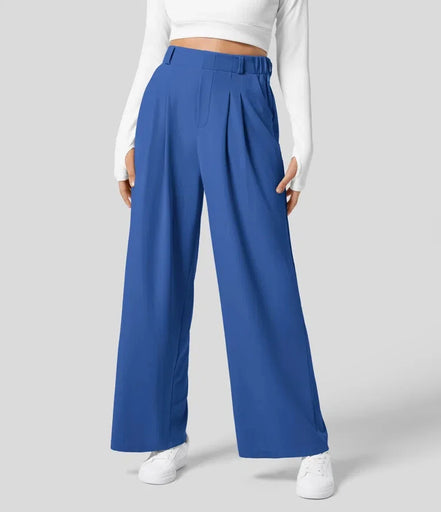 Velmoria Damen Karohose mit weitem Bein und hoher Taille
