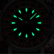 Herren Armbanduhr mit Roulette-Zifferblatt, Quarzwerk und Lederarmband – Rouvelto