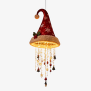 Hängende Weihnachtsdekoration mit LED-Licht und Nikolausmütze – Luminella