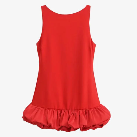 Serelia Damen Minikleid mit Volants und Offenem Rücken