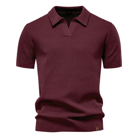 Calviro Polo Herren kurzarm Polyester Viskose Kragen mit Knopfleiste einfarbig