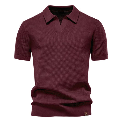 Calviro Polo Herren kurzarm Polyester Viskose Kragen mit Knopfleiste einfarbig