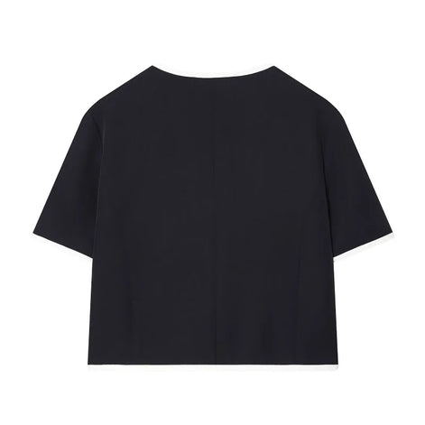 Damen Cropped Blazer mit Kurzarm und Taschen – Elviane