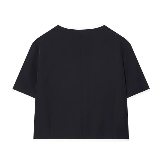Damen Cropped Blazer mit Kurzarm und Taschen – Elviane