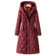 Lange Damen Winterparka mit Kapuze, Reißverschluss und Taschen – Valessa