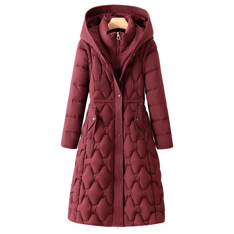 Lange Damen Winterparka mit Kapuze, Reißverschluss und Taschen – Valessa