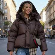 Damen Steppjacke mit Kapuze, Oversized-Passform und Reißverschluss – Quilvara
