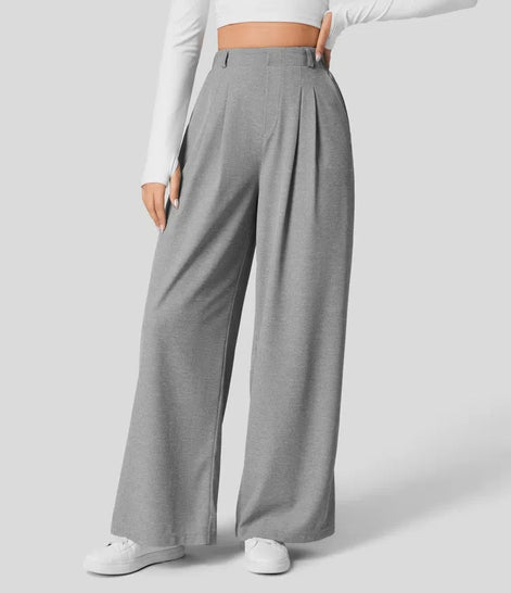 Velmoria Damen Karohose mit weitem Bein und hoher Taille