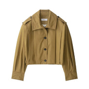 Velmora Damen Bomberjacke mit Plissee und Stehkragen