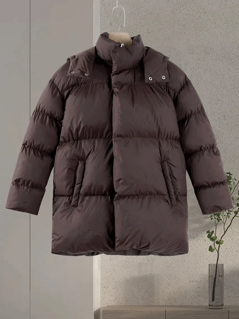 Damen Winterjacke mit abnehmbarer Kapuze und Stehkragen – Norvella