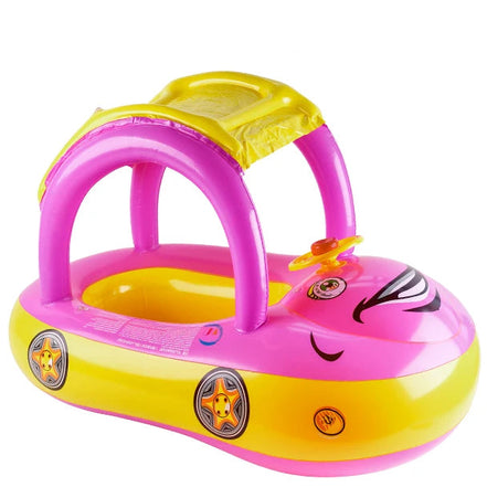 Carmello Aufblasbarer Kinder Schwimmring mit Auto-Design und Sonnendach