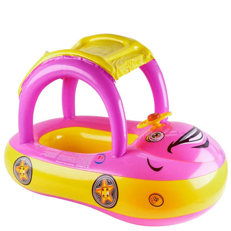 Carmello Aufblasbarer Kinder Schwimmring mit Auto-Design und Sonnendach