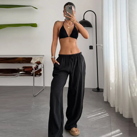 Velmira Damen Weite Sommerhose mit Hoher Taille und Lockerem Schnitt