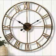 Rundaro Metall-Wanduhr – Runde Quarzuhr mit römischen Ziffern (40 cm)