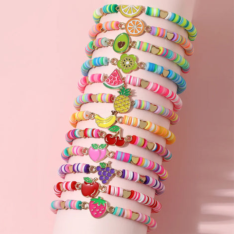 Lunira Armbänder-Set – Elastische Perlenarmbänder mit Anhängern (12-teilig)