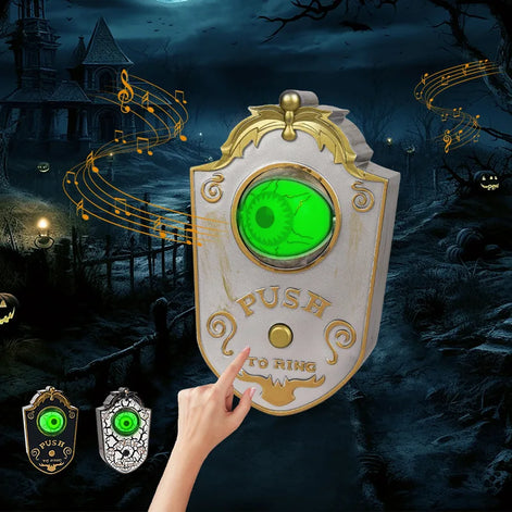 Halloween Türklingel mit leuchtendem Auge, LED und Soundeffekten – Oculvessa