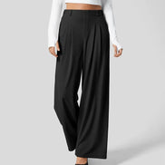 Velmoria Damen Karohose mit weitem Bein und hoher Taille