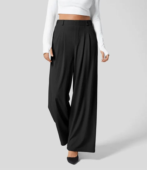 Velmoria Damen Karohose mit weitem Bein und hoher Taille