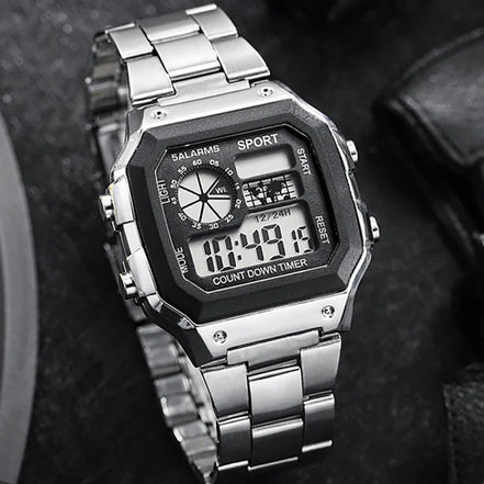 Varston Digitaluhr – Unisex-Modell mit Digitalanzeige und Edelstahlarmband