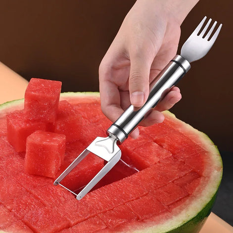 Melviro Edelstahl Wassermelonenschneider mit Gabel
