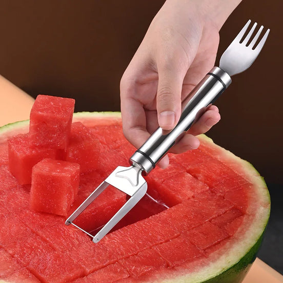Melviro Edelstahl Wassermelonenschneider mit Gabel