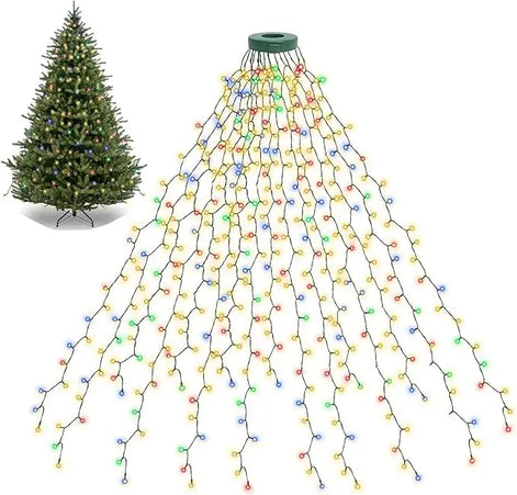 LED Weihnachtsbaum Lichterkette mit Ring, 8 Lichtmodi – Lumeriva