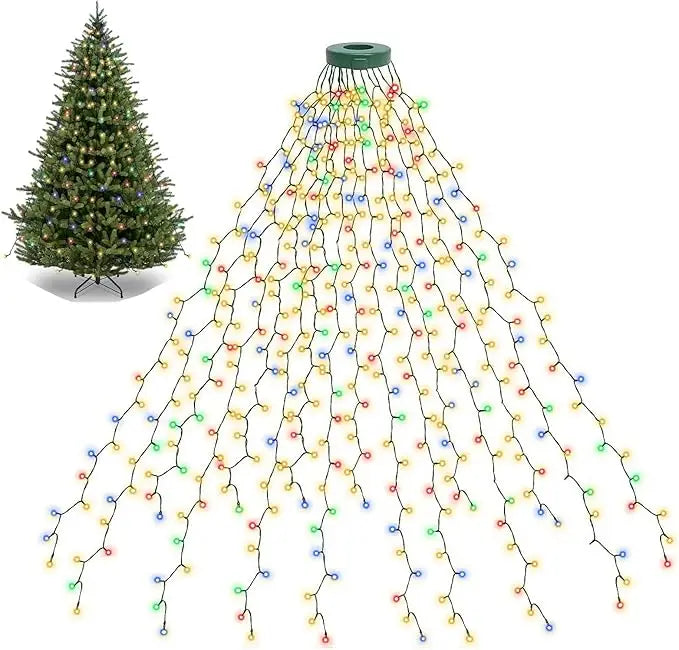 LED Weihnachtsbaum Lichterkette mit Ring, 8 Lichtmodi – Lumeriva